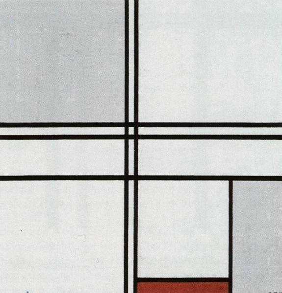 Kırmızı ve gri ile kompozisyon by Piet Mondrian