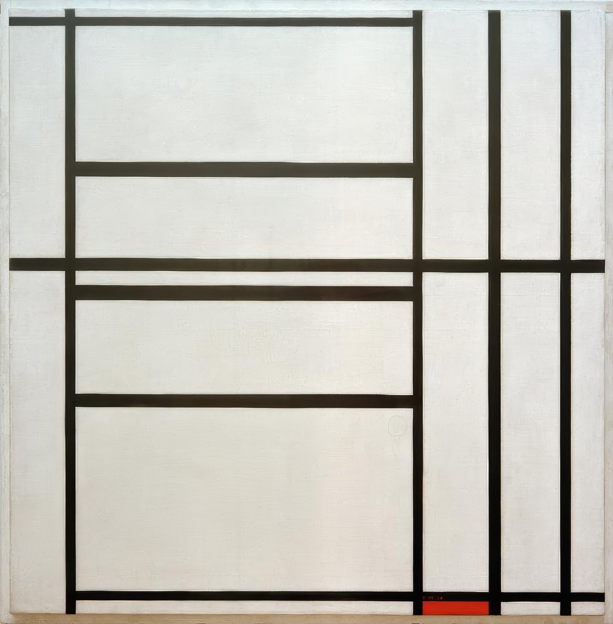 Kompozisyon No. 1, gri ve kırmızı ile / kırmızı ile kompozisyon by Piet Mondrian