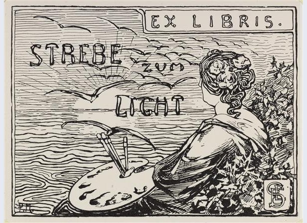 Emmy E. Seelig için Eks Libris by Piet Mondrian