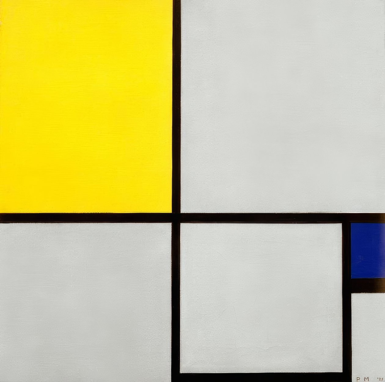 Kompozisyon No. II; Sarı ve mavi ile kompozisyon by Piet Mondrian