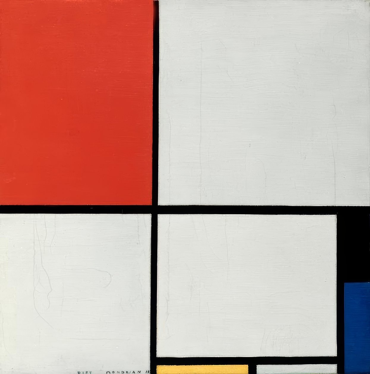 Kırmızı, sarı ve mavi kompozisyon by Piet Mondrian