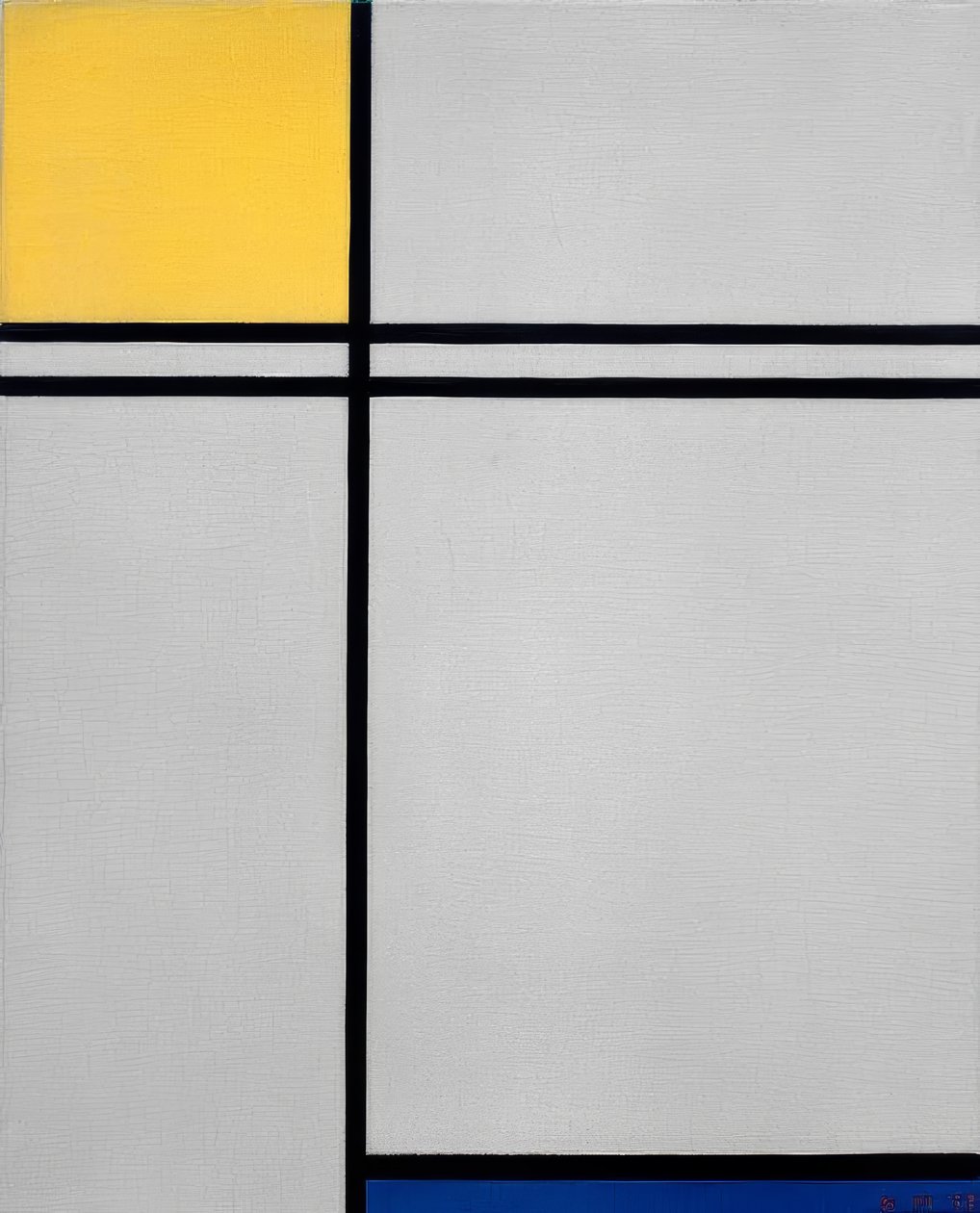 Sarı, mavi ve çift çizgi ile kompozisyon by Piet Mondrian