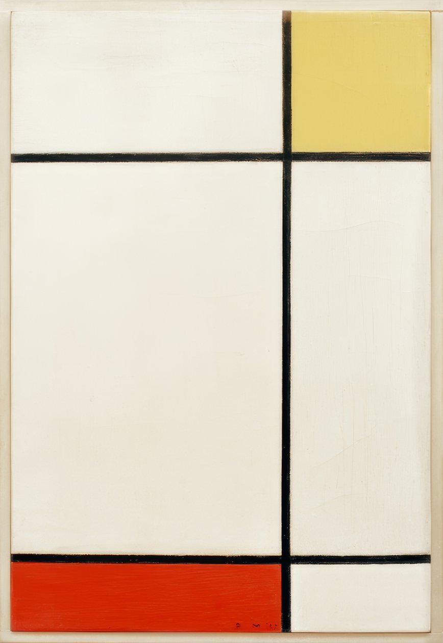 Sarı ve kırmızı ile kompozisyon by Piet Mondrian