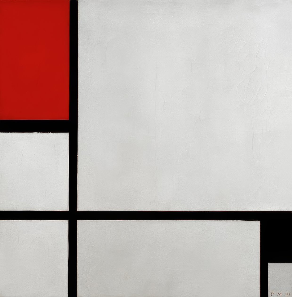 Kırmızı ve siyah ile kompozisyon (Bileşim no.1) by Piet Mondrian