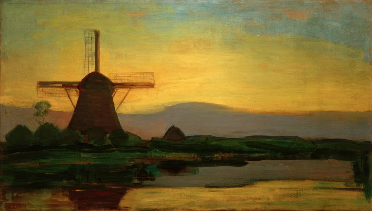 Akşamları Oostzijder değirmeni by Piet Mondrian