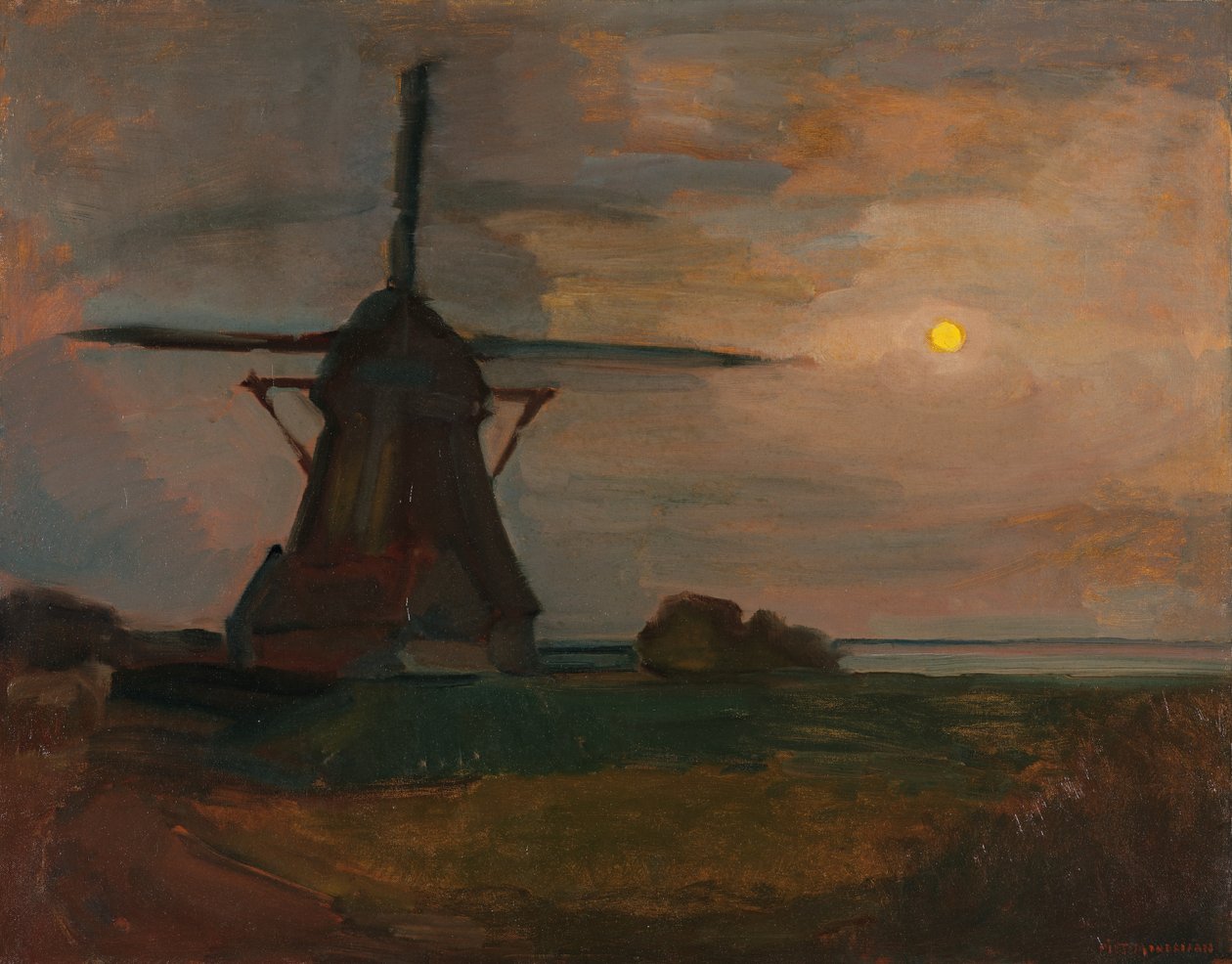 Ay Işığında Doğu Yakası Değirmeni, c.1907 by Piet Mondrian