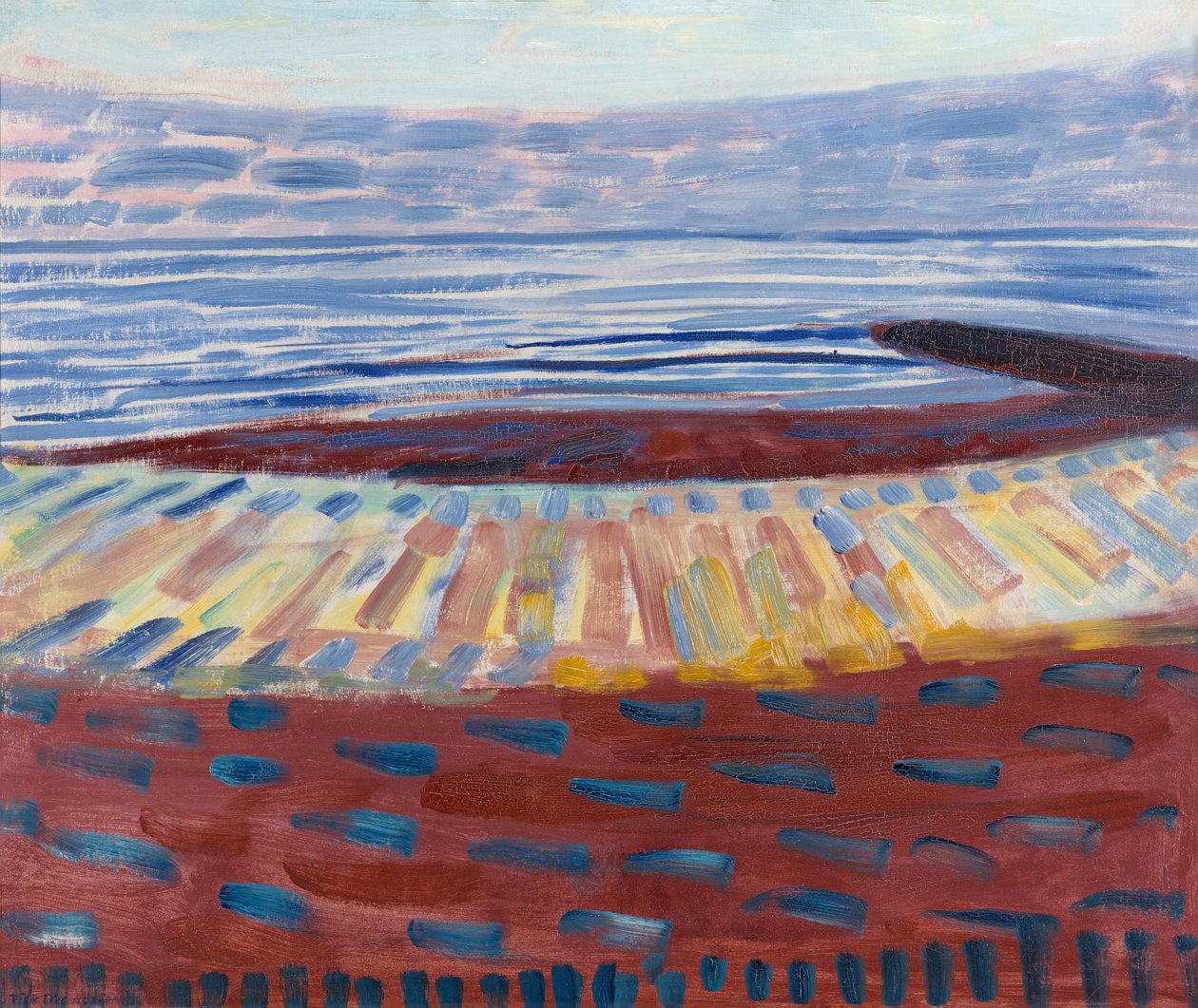 Gün Batımından Sonra Deniz, 1909 (karton üzerine yağlı boya) by Piet Mondrian