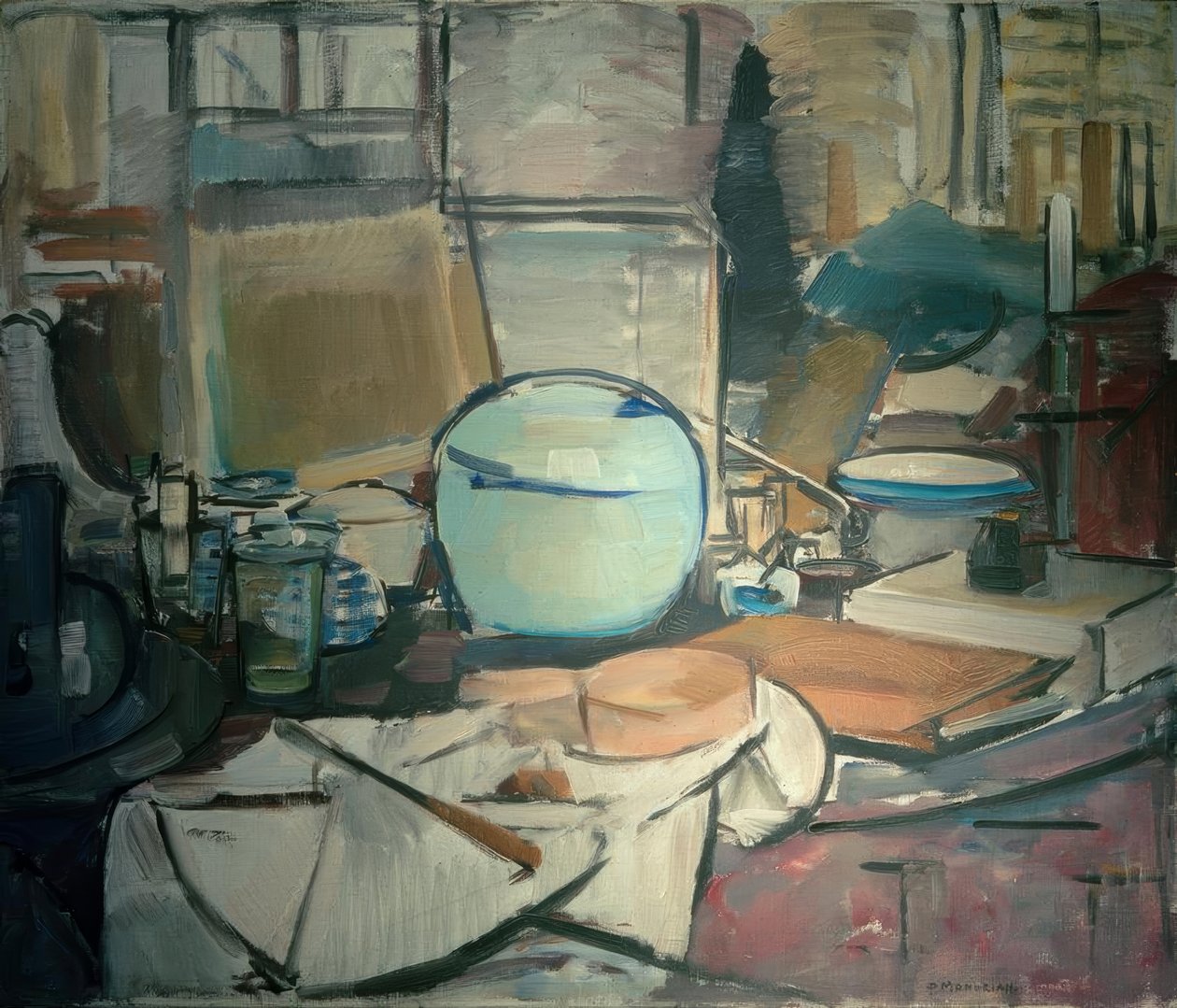 zencefilli tencere ile natürmort ben by Piet Mondrian