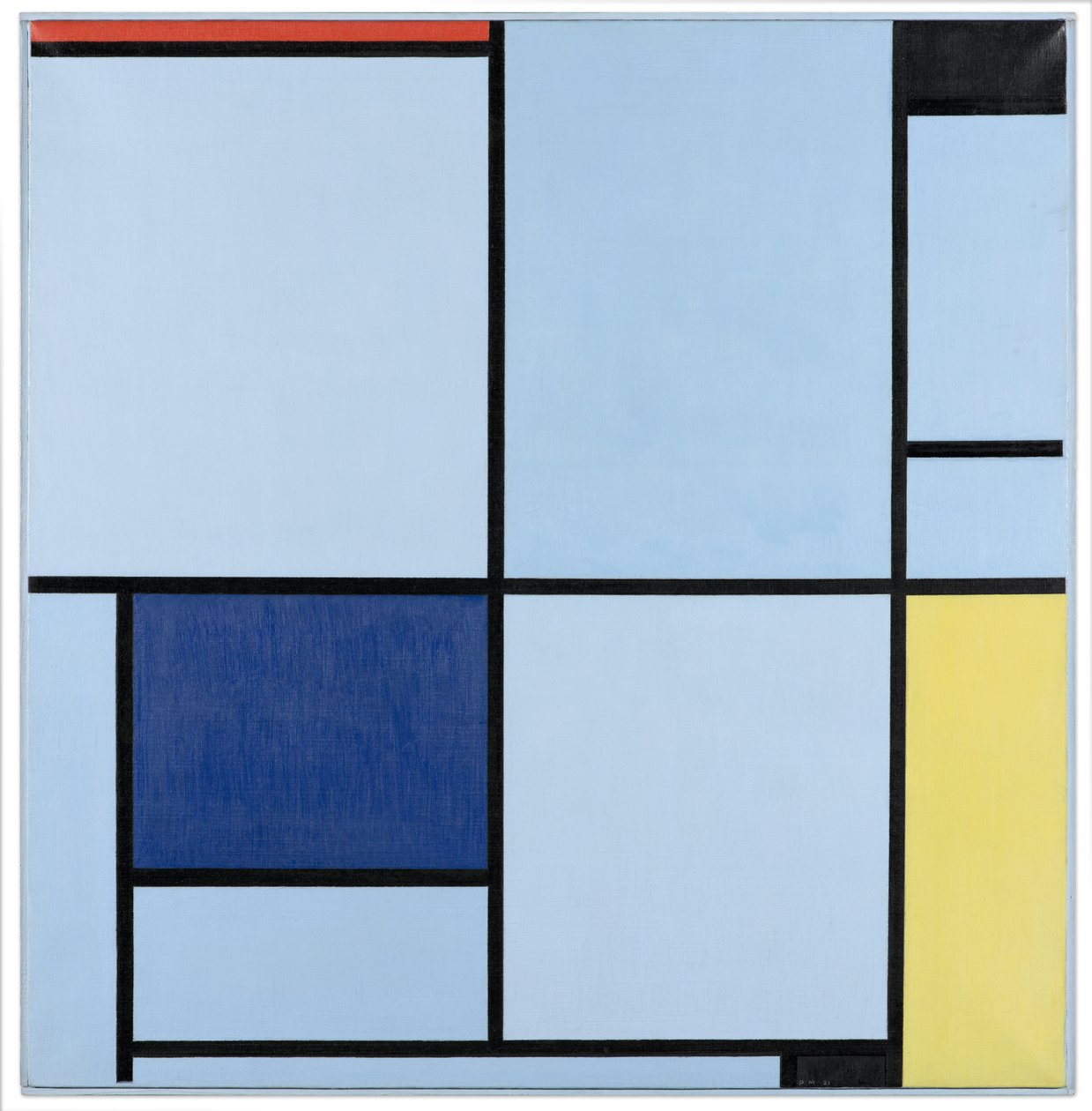 Tablo 1, Kırmızı, Siyah, Mavi ve Sarı ile, 1921 by Piet Mondrian