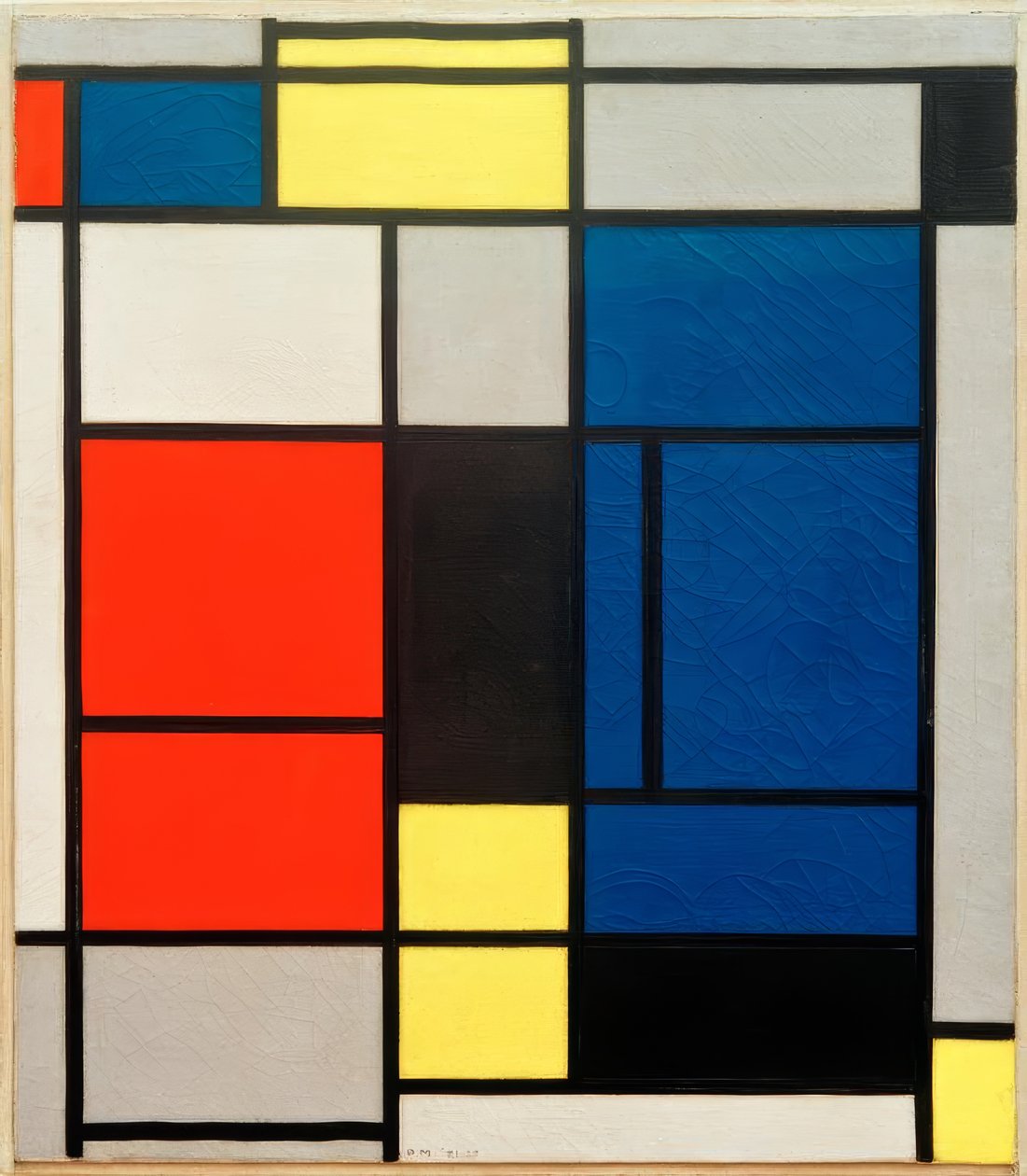 Tablo No. Ben, kırmızı, mavi, sarı, siyah ve gri ile by Piet Mondrian