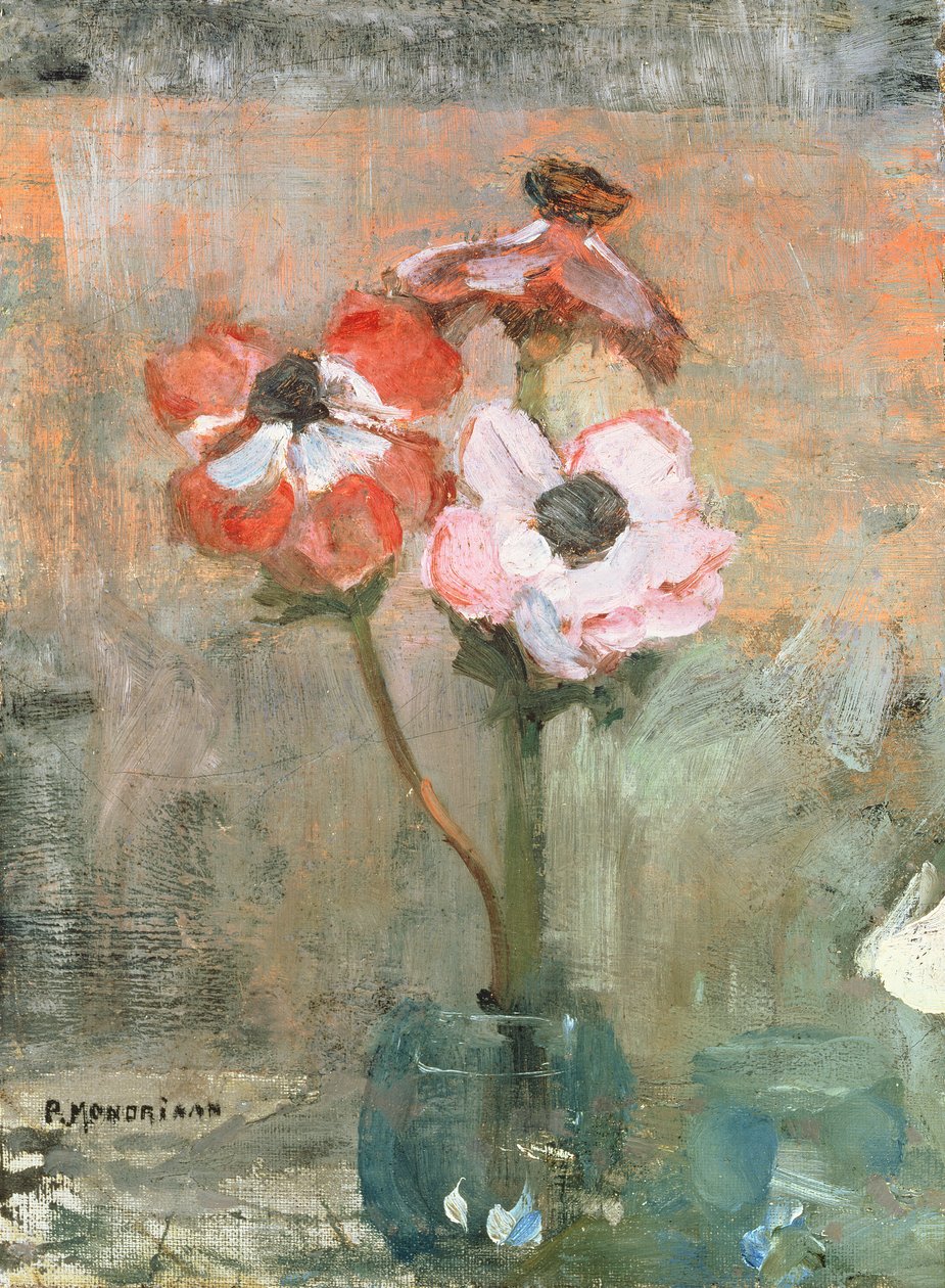 Vazoda Anemonlar, c.1908-09 (tuval üzerine yağlı boya) by Piet Mondrian