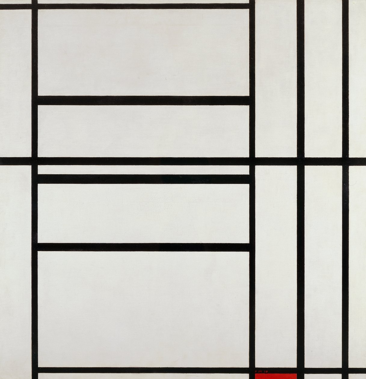 Gri ve kırmızı 1938 ile Kompozisyon No 1, Piet Mondrian (1872-1944), tuval üzerine yağlıboya by Piet Mondrian