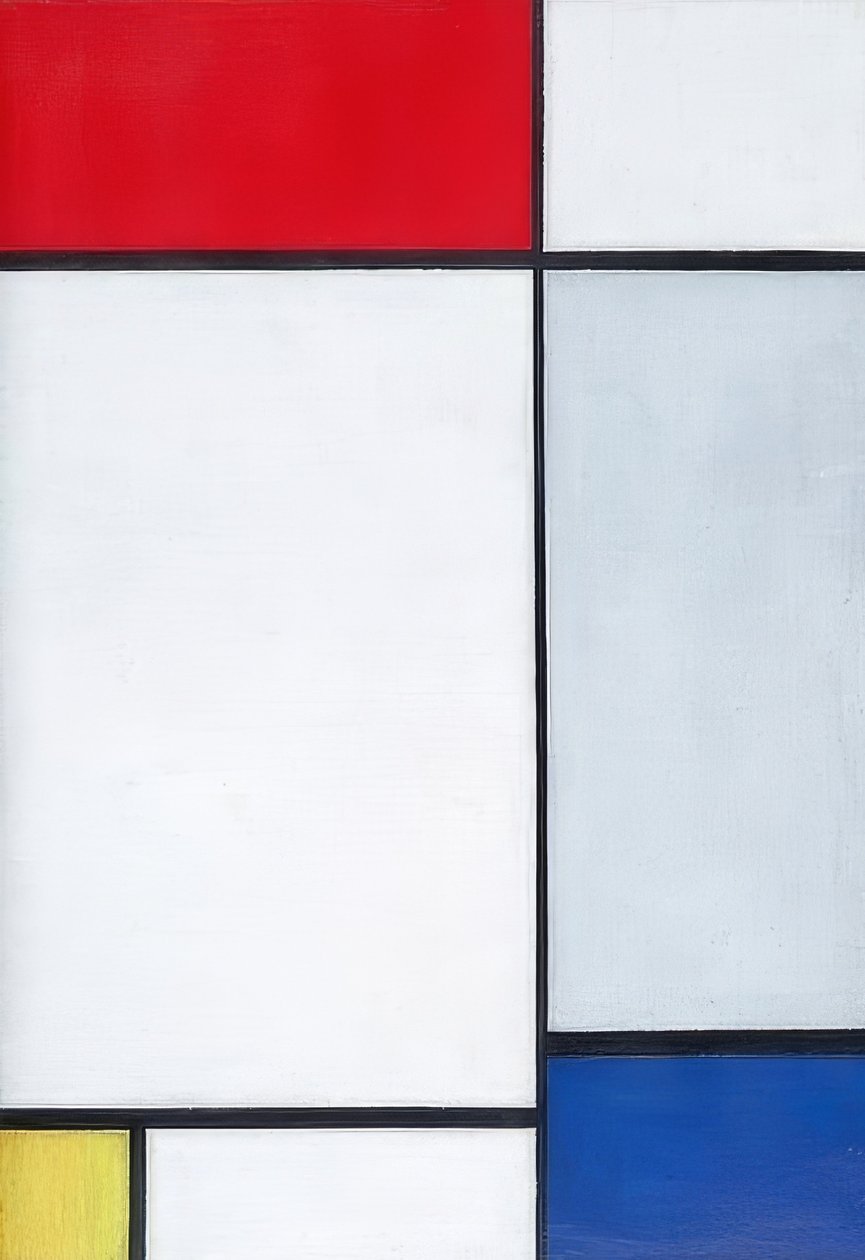 Kırmızı, sarı ve mavi kompozisyon. 1927 by Piet Mondrian