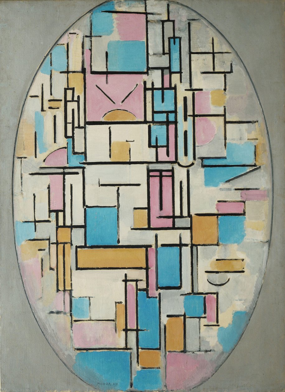 Renk Düzlemleri ile Oval Kompozisyon 1 by Piet Mondrian