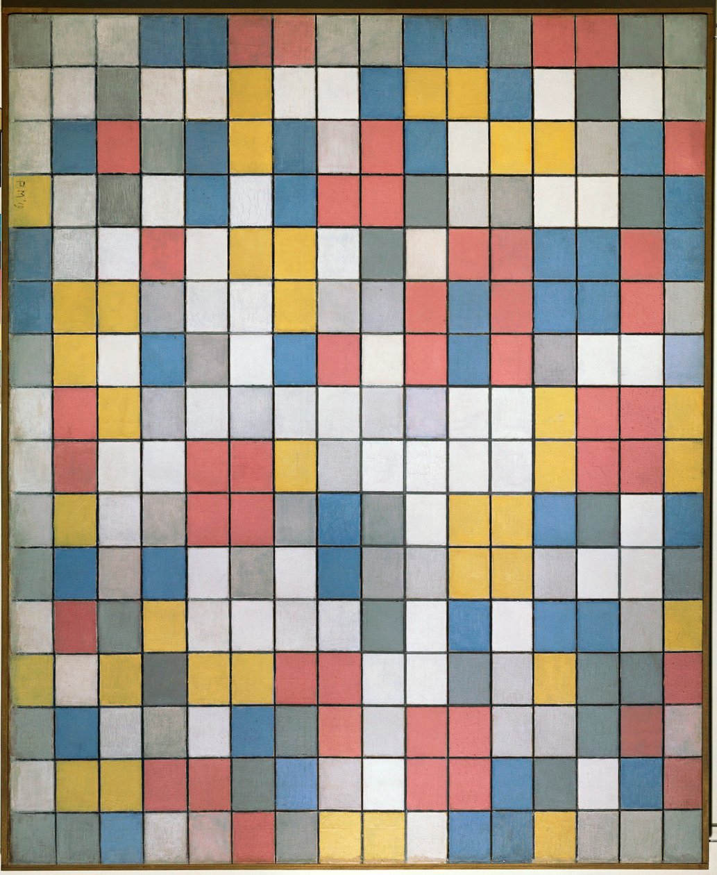 Izgaralı Kompozisyon: dama tahtası Kompozisyon (tuval üzerine yağlıboya) by Piet Mondrian