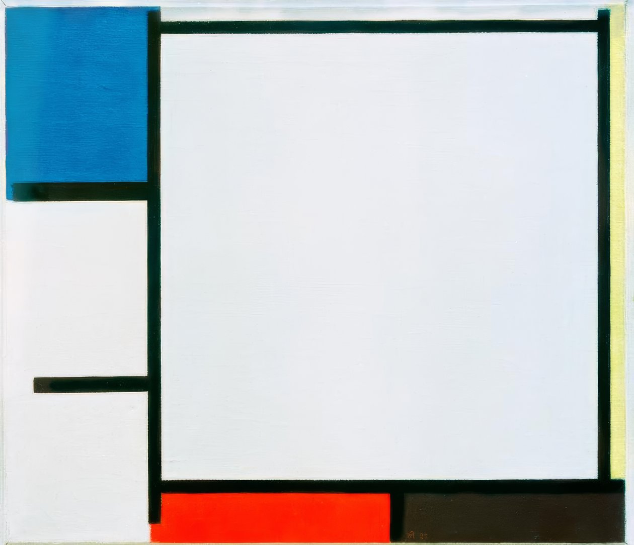 Mavi, sarı, kırmızı, siyah ve gri ile kompozisyon by Piet Mondrian