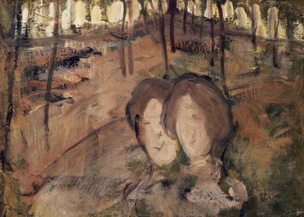 Kadınlar bir ahşap by Piet Mondrian