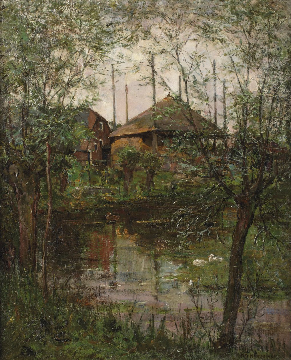Söğüt ağaçlarıyla dolu samanlık, c.1897-98 (tuval üzerine yağlı boya) by Piet Mondrian