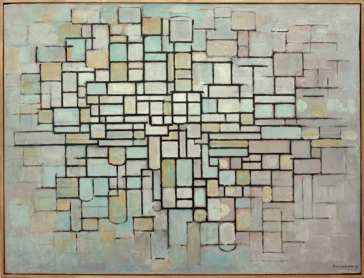 Bileşim No. II; Çizgiler ve renk ile kompozisyon by Piet Mondrian