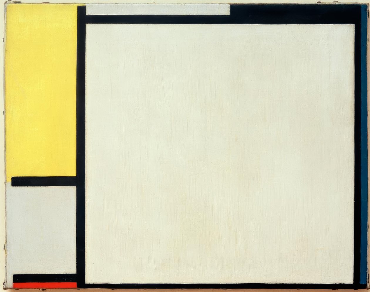 Sarı, siyah, mavi, kırmızı ve gri ile kompozisyon by Piet Mondrian