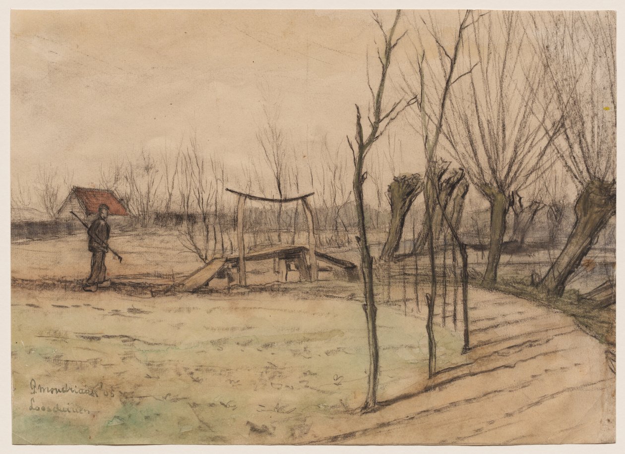 Loosduinen'de manzara by Piet Mondrian