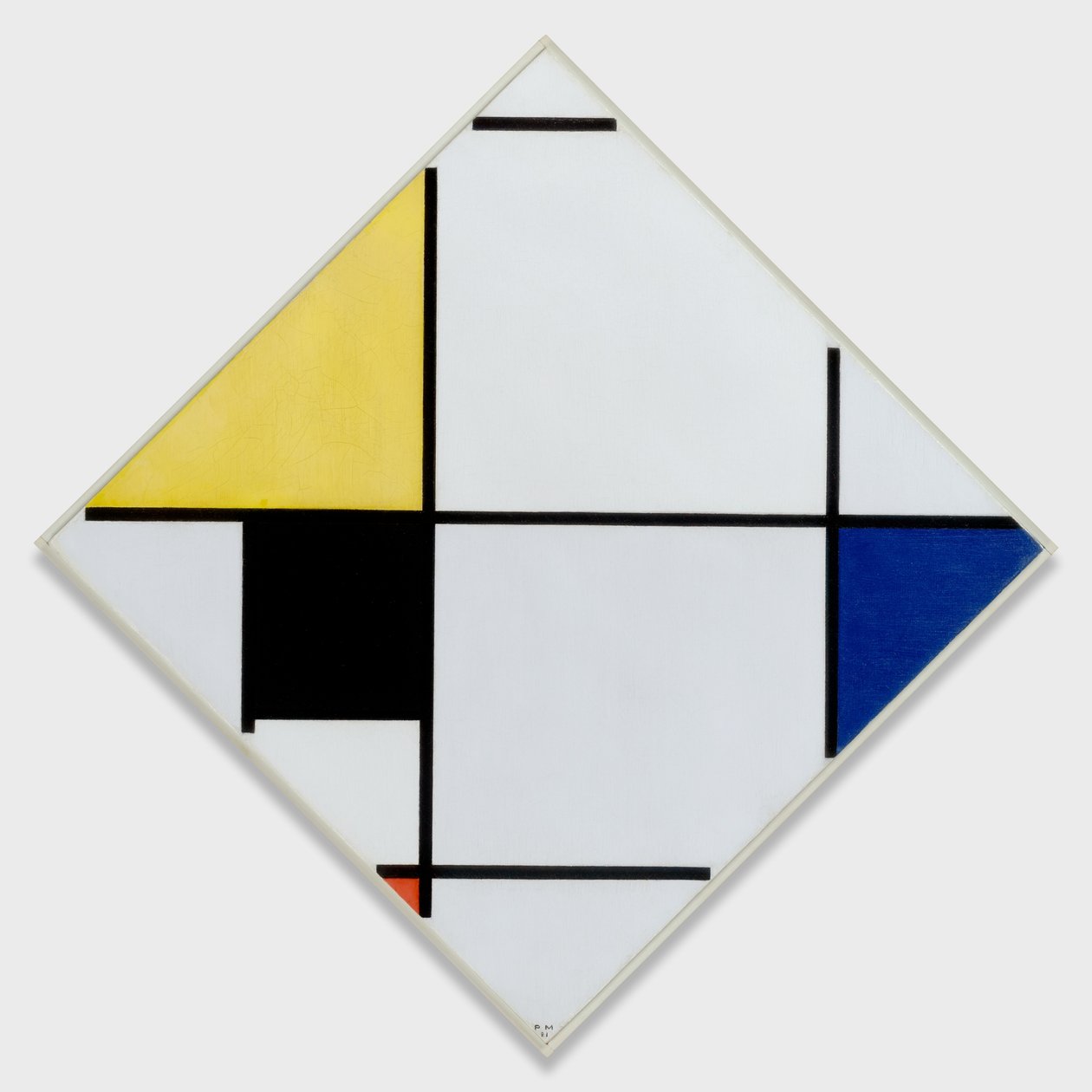 Sarı, Siyah, Mavi, Kırmızı ve Gri ile Pastil Kompozisyon, 1921. by Piet Mondrian