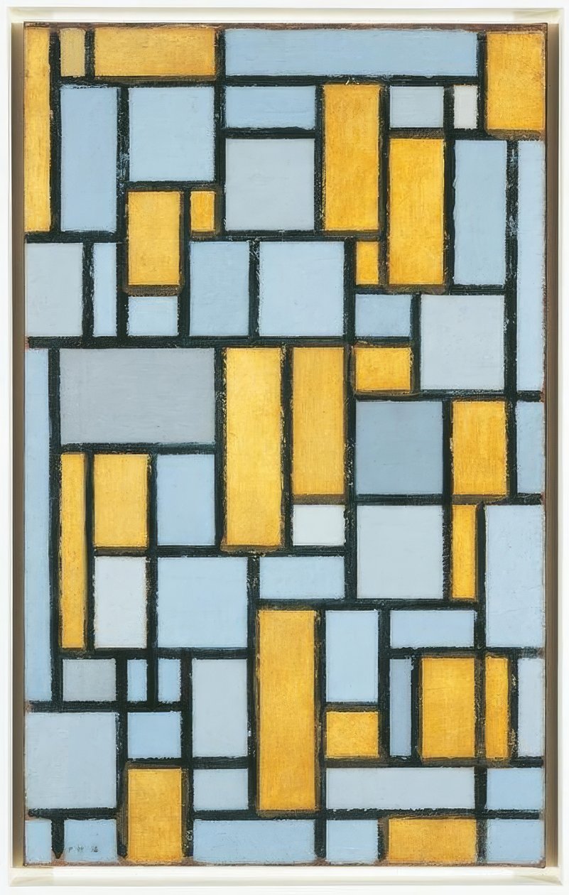 Piet Mondrian (1872–1944), Gri ve Koyu Sarıda Kompozisyon, 1918 by Piet Mondrian