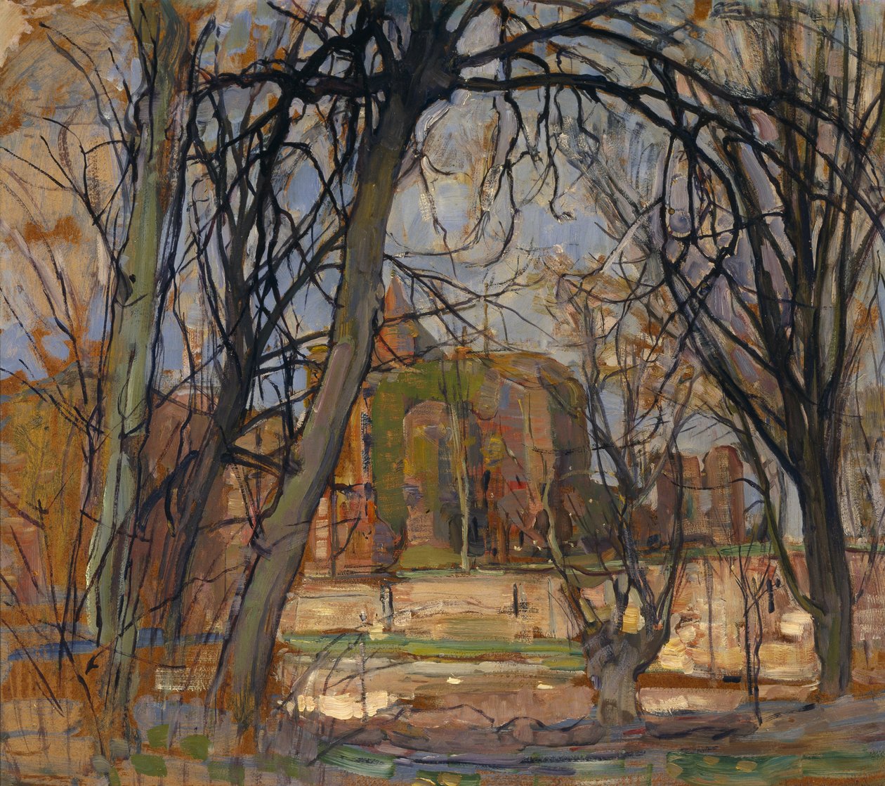 Bahar Güneşi (Lentezon): Kale Harabesi: Brederode, c.1909-10 (masonit üzerine yağ) by Piet Mondrian