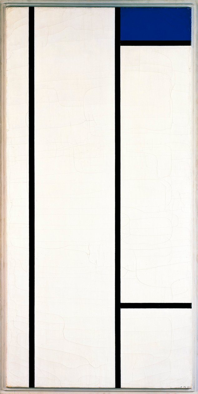 Mavi ve beyaz ile dikey kompozisyon by Piet Mondrian