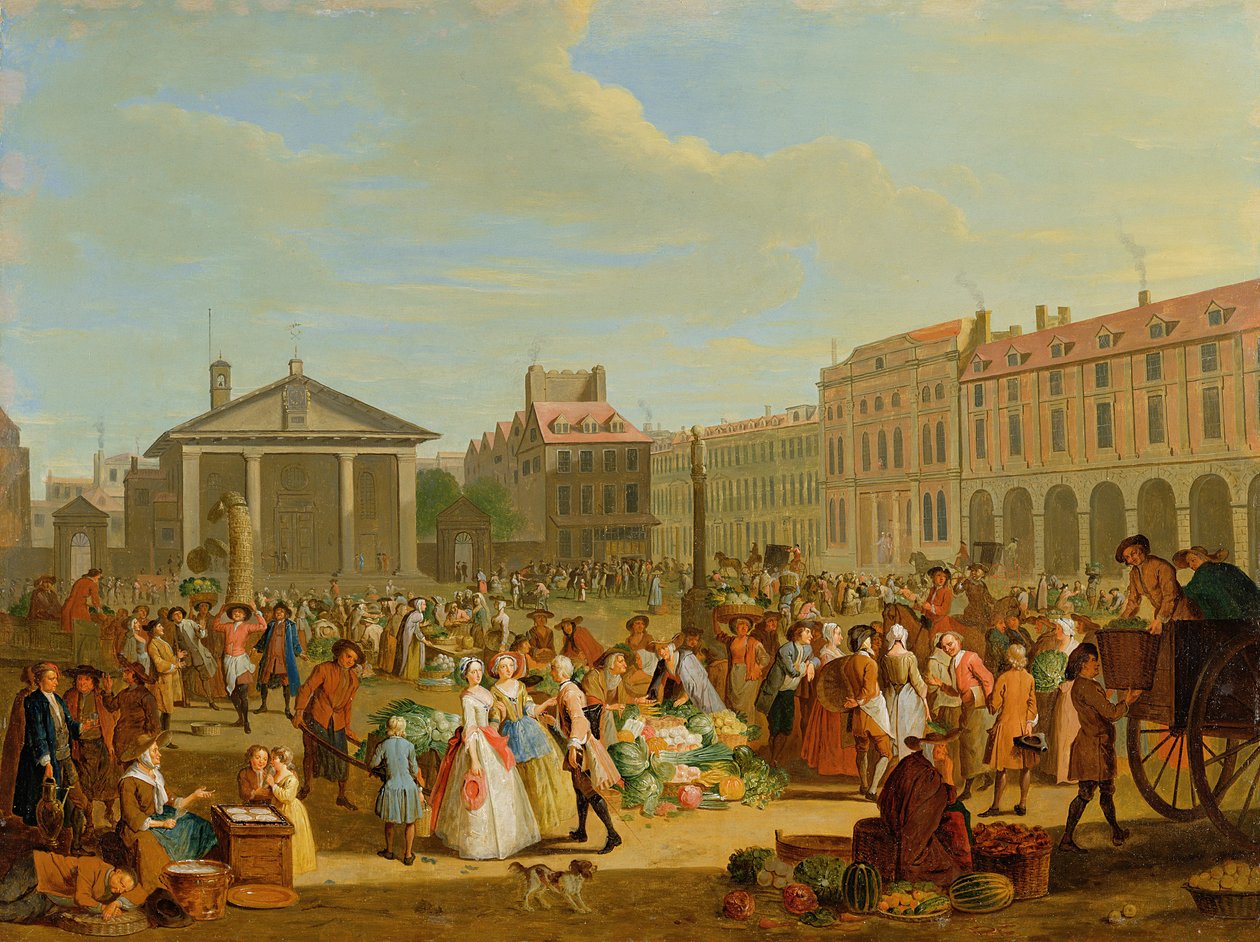 Covent Garden, c.1726 (bakır üzerine yağlı boya) by Pieter Angillis