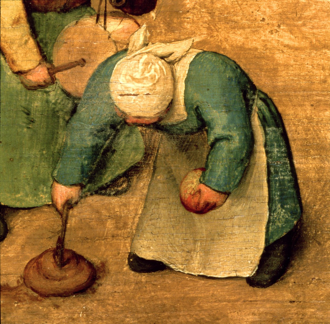 Çocuk Oyunları (Kinderspiele): Topaçla oynayan bir kızın detayı, 1560 (68945 detayı) by Pieter Bruegel the Elder
