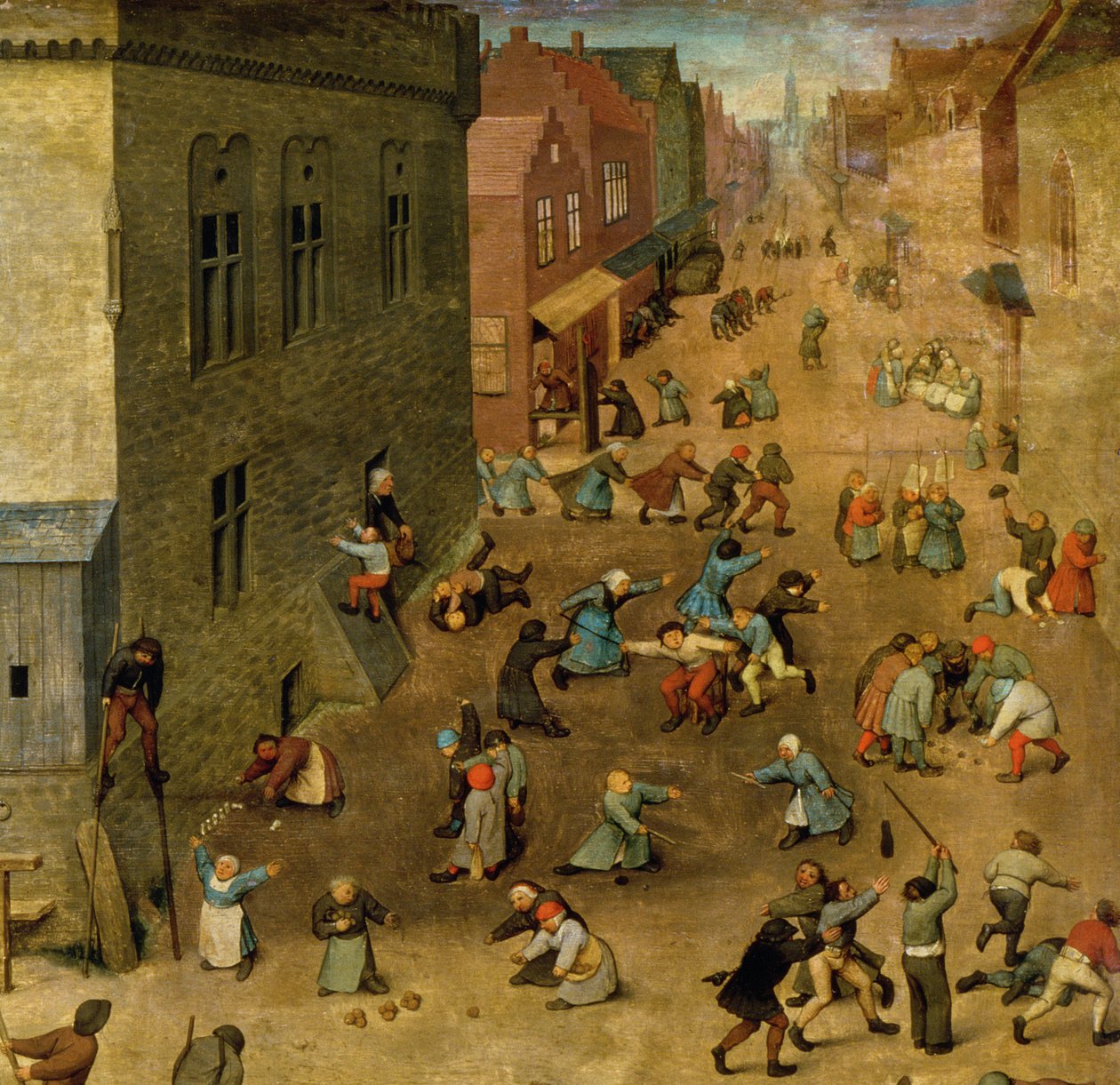Çocuk Oyunları (Kinderspiele): Sağ üst köşe detayı, 1560 (68945 detayı) by Pieter Bruegel the Elder