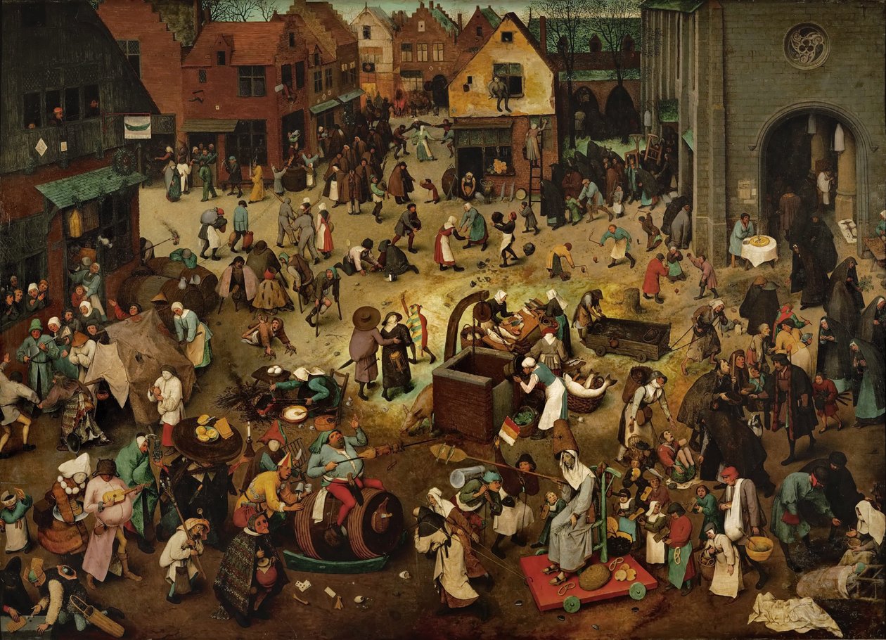 Karnaval ve Lent arasındaki mücadele, 1559 (meşe panelde yağ) by Pieter Bruegel the Elder