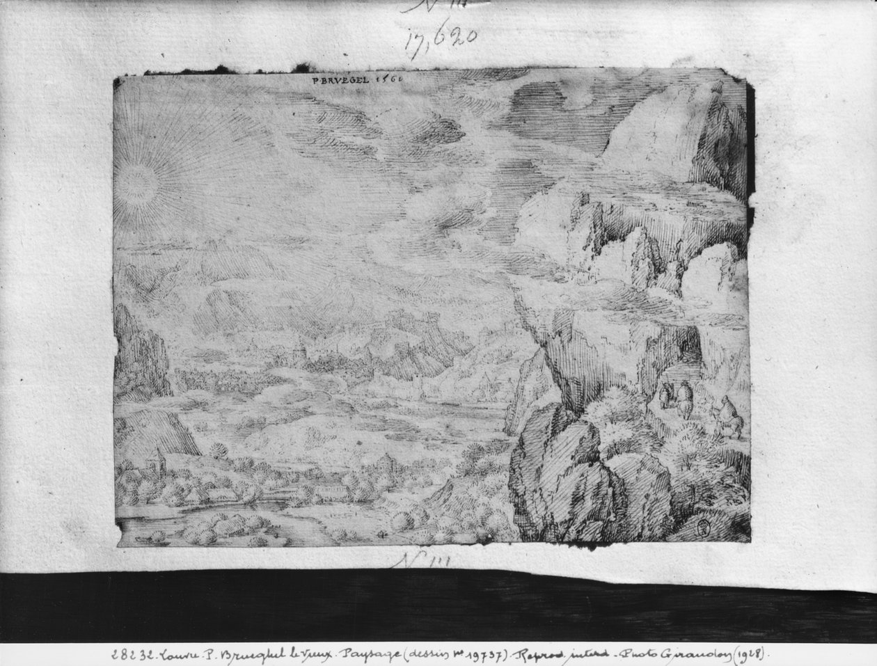 Manzara, 1560 (kağıt üzerine kalem ve mürekkep) by Pieter Bruegel the Elder