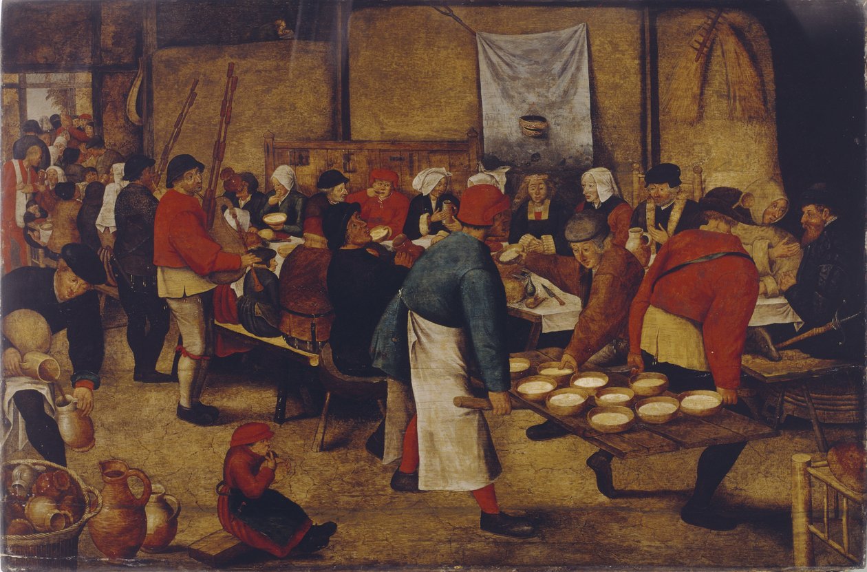 Ahırda düğün yemeği by Pieter Brueghel the Younger