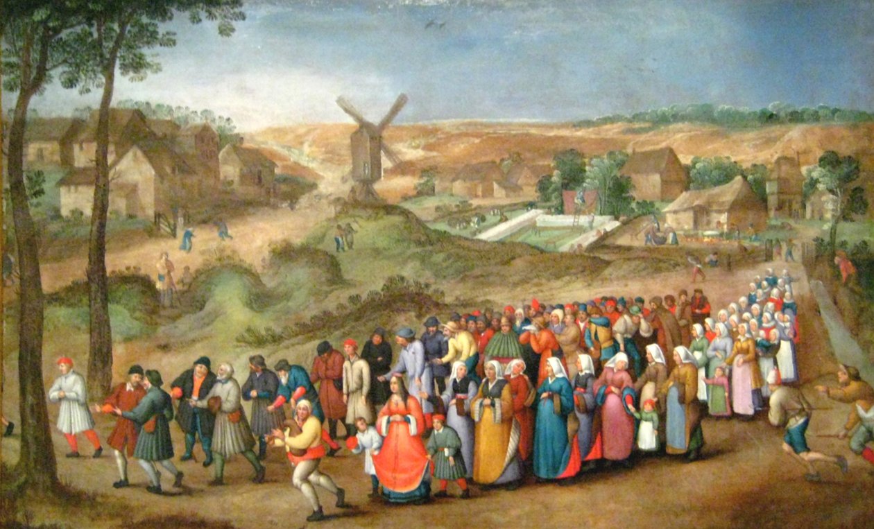 Bir manzara önünde düğün alayı by Pieter Brueghel the Younger