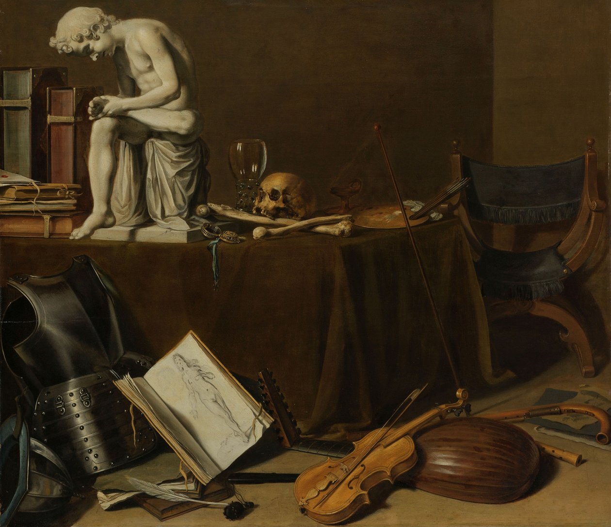 Vanitas Spinario ile Natürmort, 1628 (panelde yağlı boya, y 71.5cm × w 80,5 by Pieter Claesz