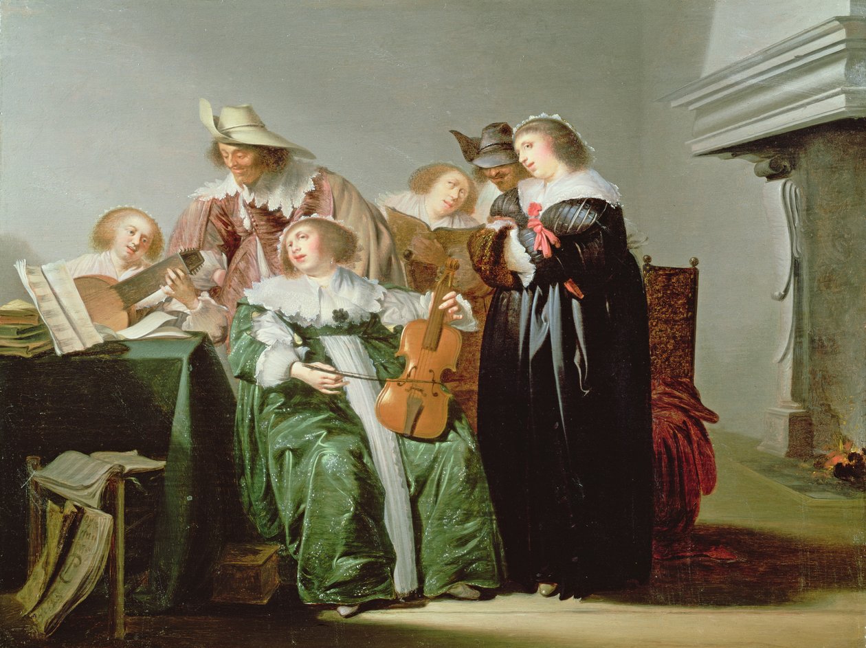 Bir İç Mekanda Müzik Yapımı Zarif Figürler by Pieter Codde