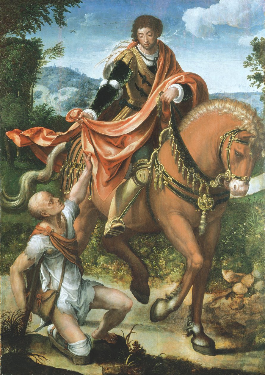 Aziz Martin Pelerinini Bölüyor by Pieter Coecke van Aelst