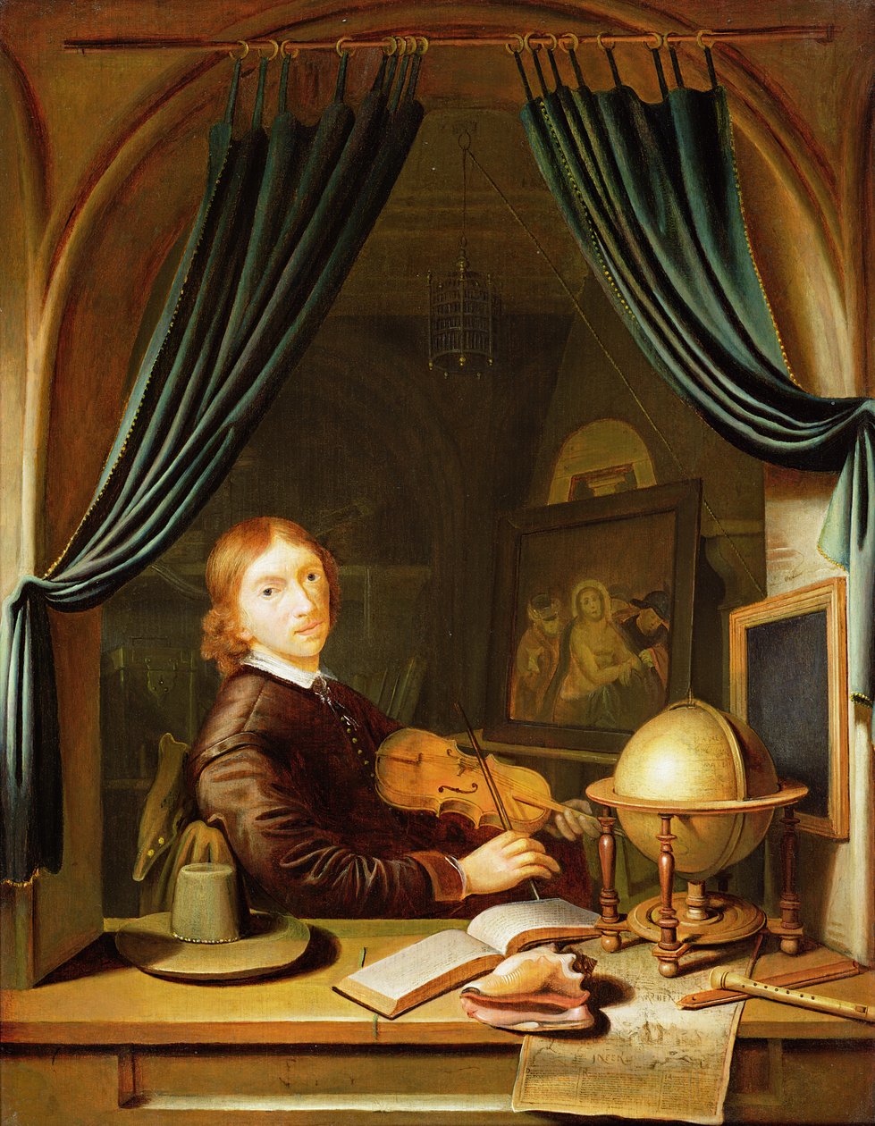Dökümlü Kanatla Keman Çalan Bir Müzisyen by Pieter Cornelisz van Egmont