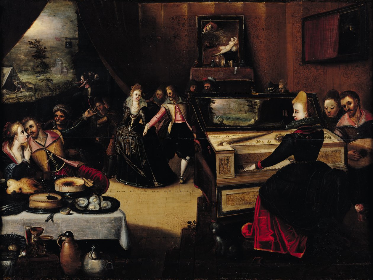 Nezaketçiler veya İç Sahne ile Müsrif Oğul by Pieter Jansz. Pourbus