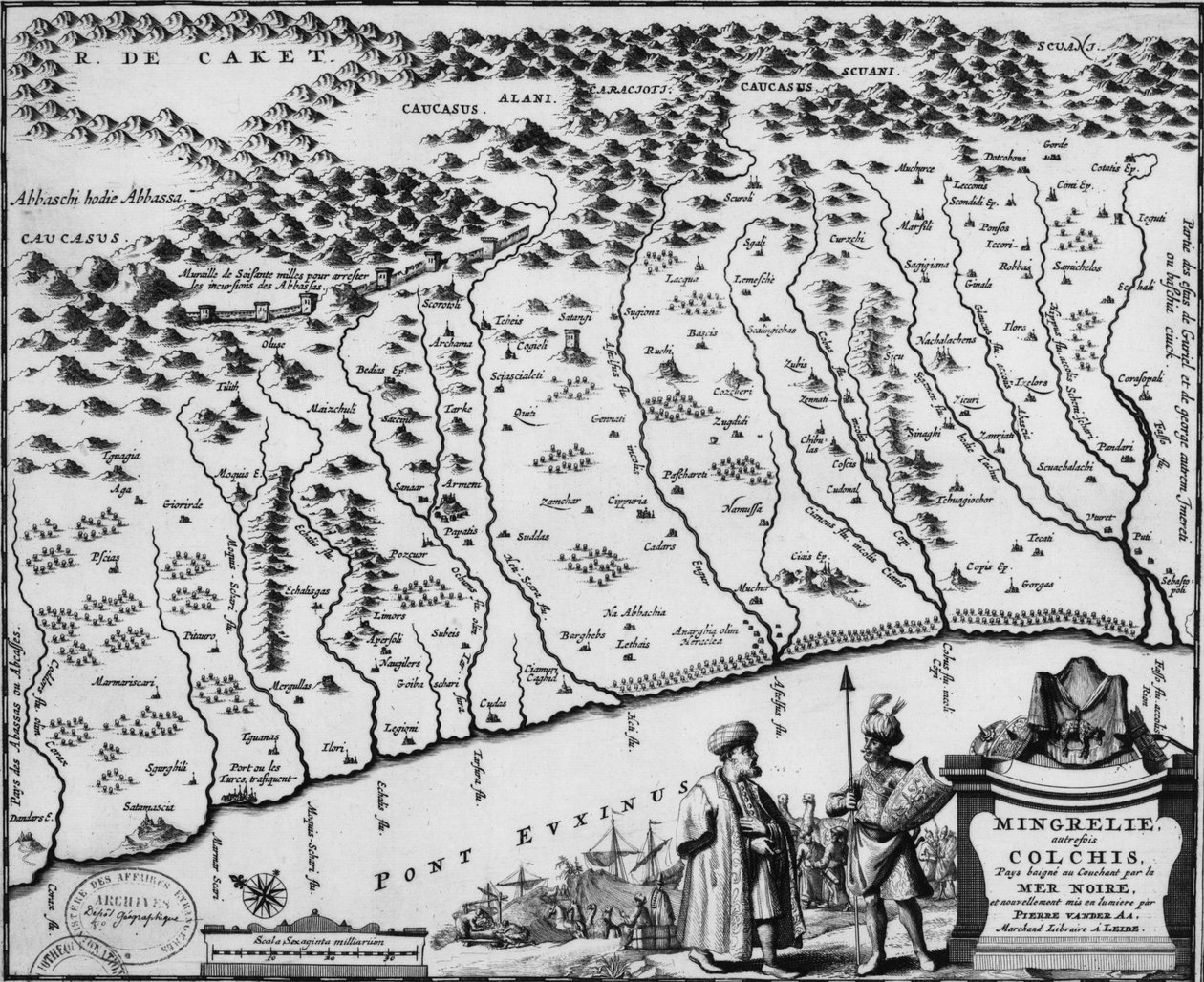 Kolhis Haritası (1714) - duvarın bilinen en eski tasvirini gösterir by Pieter Van der Aa