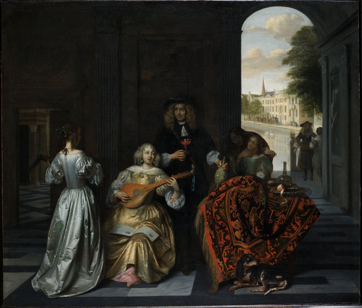 Seçkin bir iç mekanda müzik şirketi by Pieter de Hooch