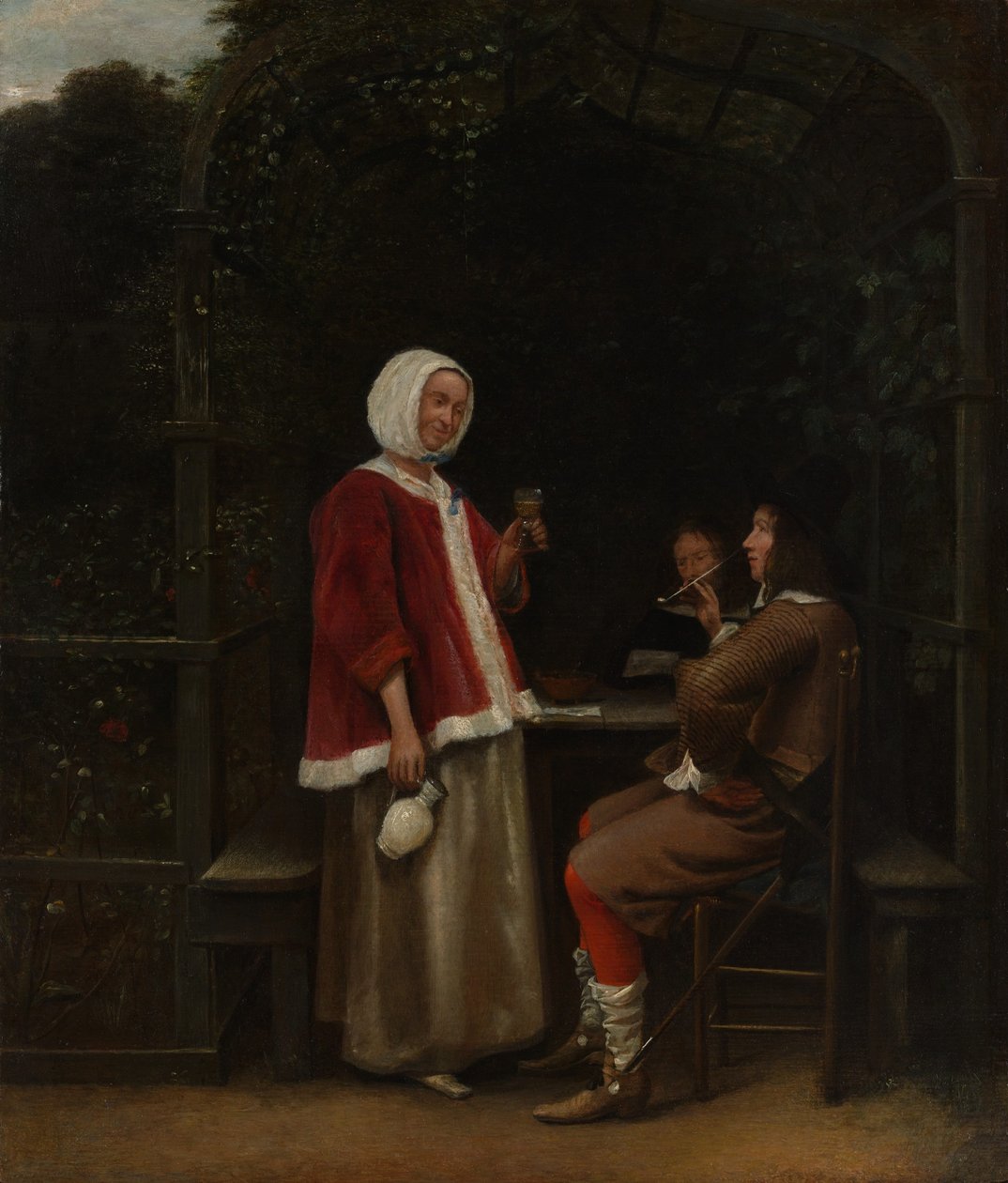 Çardakta Bir Kadın ve İki Erkek by Pieter de Hooch