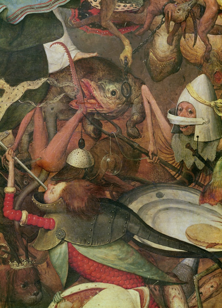 The Fall of the Rebel Angels (detail of the right hand side), 1562 (oil on oak panel) by Pieter Bruegel the Elder