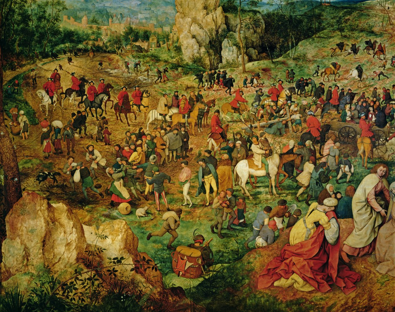 The Road to Calvary, 186439 ve 186440 panel detayında 1564 yağ by Pieter Bruegel the Elder