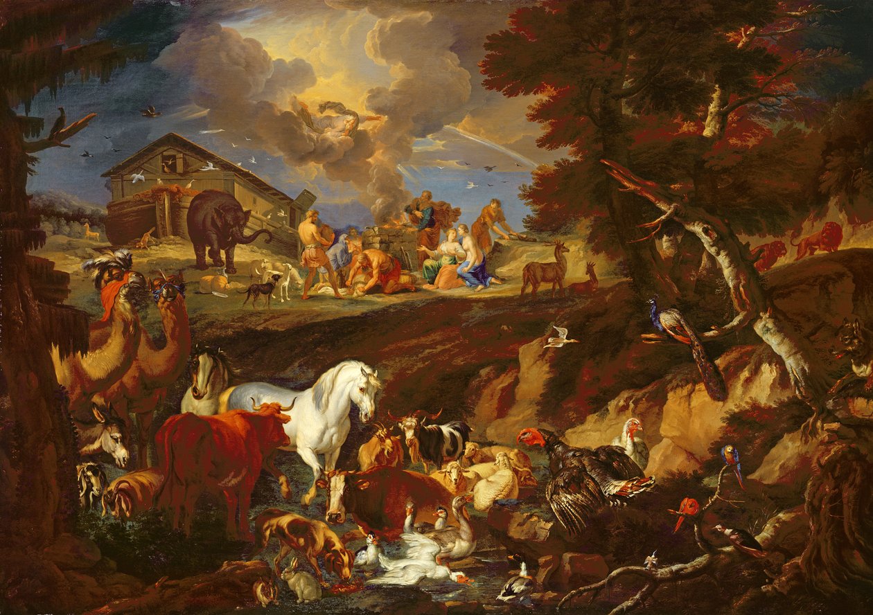 Nuh, Minnettarlığının Bir İşareti Olarak Bir Kurban Sunar, 1687-90 by Pieter the Younger 1637 1701 Mulier