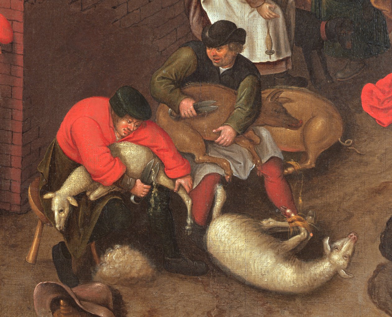 Koyunların kırpılması ve domuzların kırpılması, c.1610 by Pieter Brueghel the Younger
