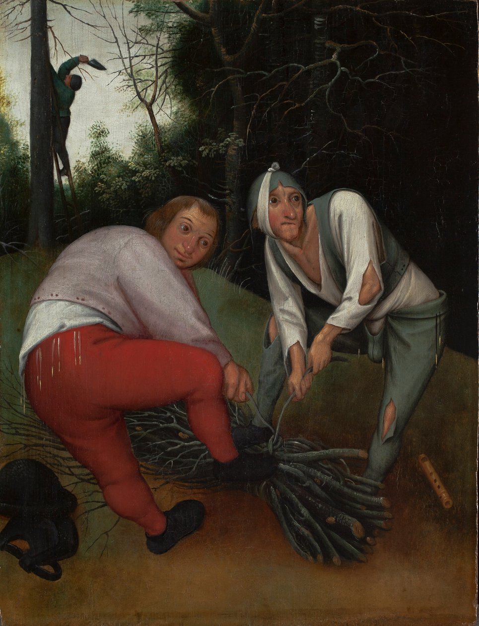 İki Köylü İbne Bağlama (panel) by Pieter Brueghel the Younger