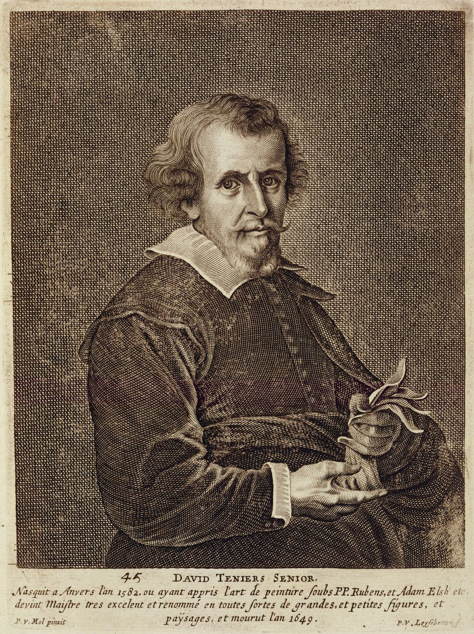 Peter van Leysebetten (1630-c.1678) tarafından oyulmuş bir dizi sanatçı portresinden David Teniers I (1582-1649) levha 45 by Pieter van Mol
